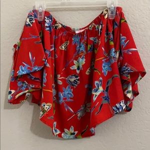 Red off the shoulder crop top